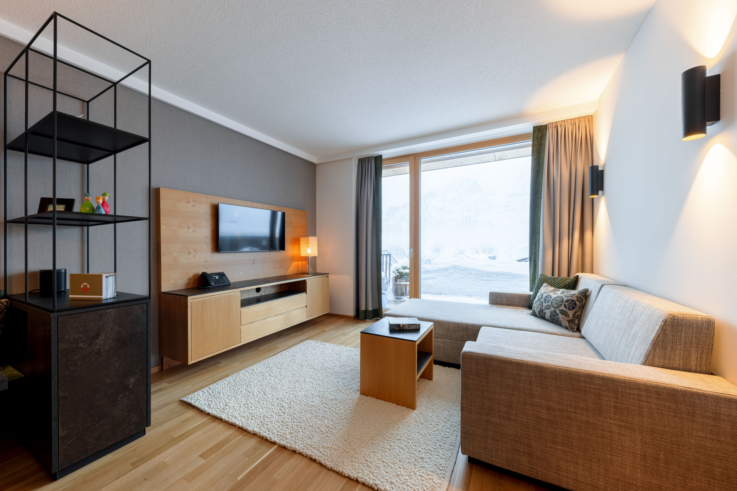 Living Room und Chillout Area im Appartement der Unterkunft Schneeglöckle in Lech am Arlberg